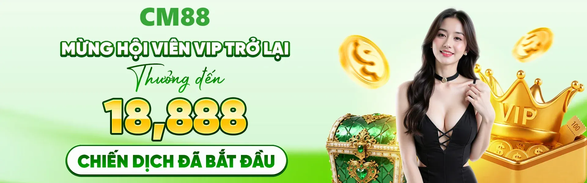 CM88 tiếp tục mở ưu đãi dành cho VIP quay lại, trao thưởng lên đến 18,888 điểm cho hội viên đủ điều kiện trong thời gian sự kiện.